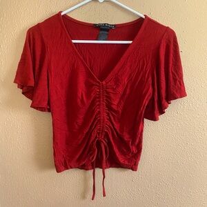 Como Black tie scrunch front shirt size Small with flowing sleeves